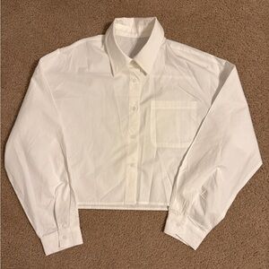 Cropped White Button-Up Shirt